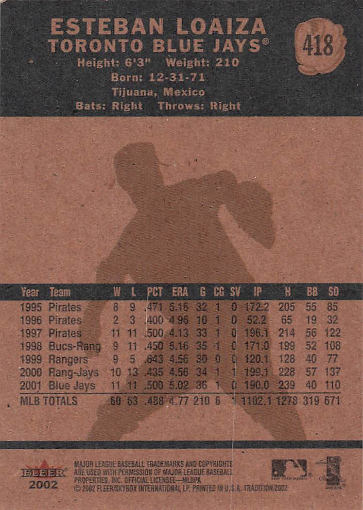 2002 Fleer Tradition Baseball Esteban Loaiza #418