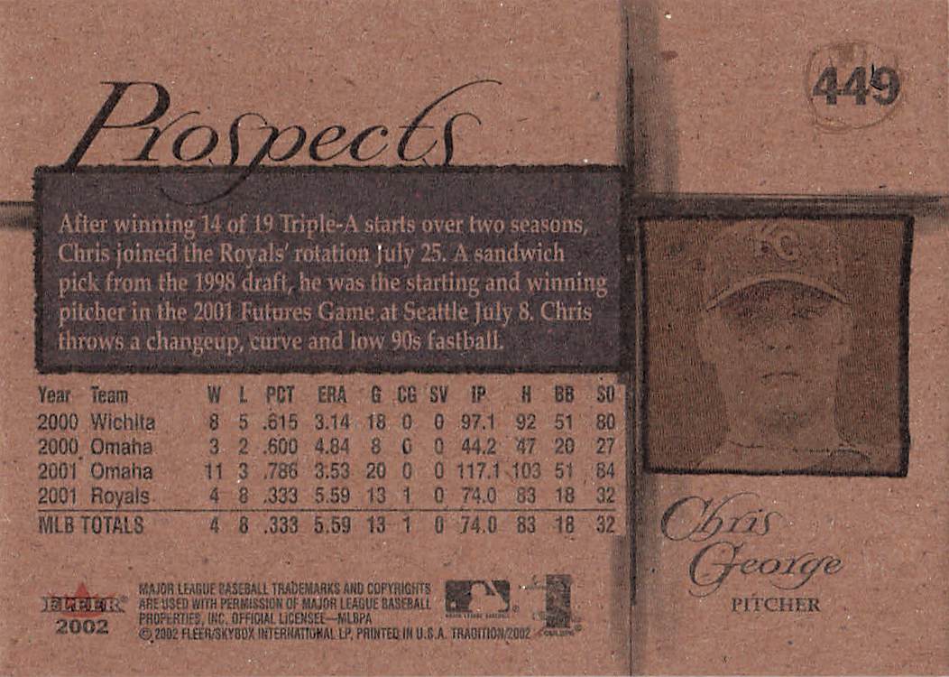 2002 Fleer Tradition Baseball Chris George #449