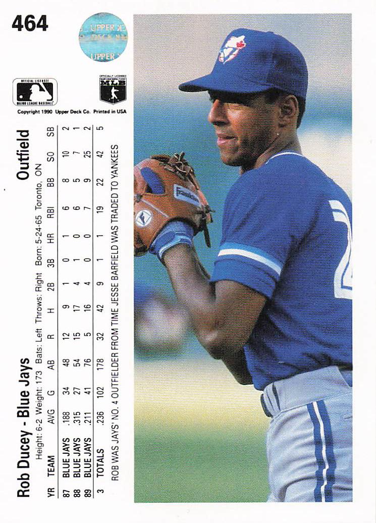 1990 Upper Deck Baseball Rob Ducey #464