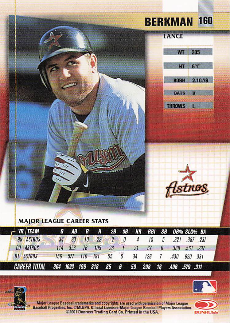 2002 Donruss Fan Club Baseball Lance Berkman #160
