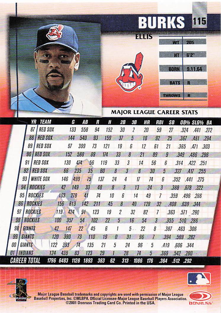 2002 Donruss Fan Club Baseball Ellis Burks #115