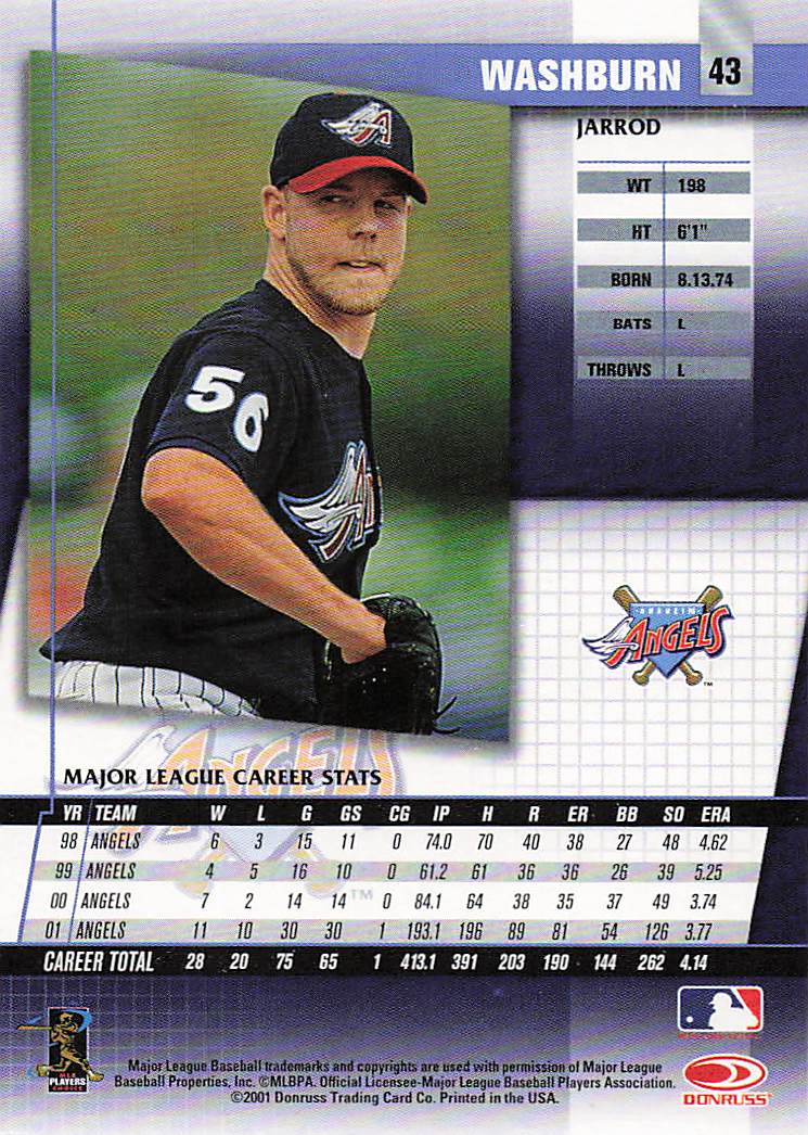 2002 Donruss Fan Club Baseball Jarrod Washburn #43