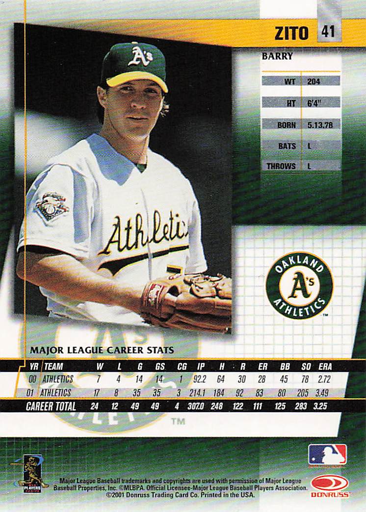 2002 Donruss Fan Club Baseball Barry Zito #41