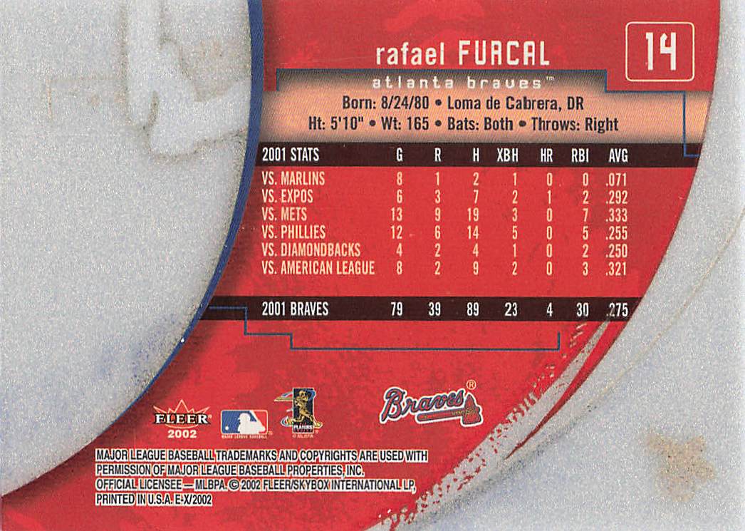 2002 Fleer E-X Baseball Rafael Furcal #14