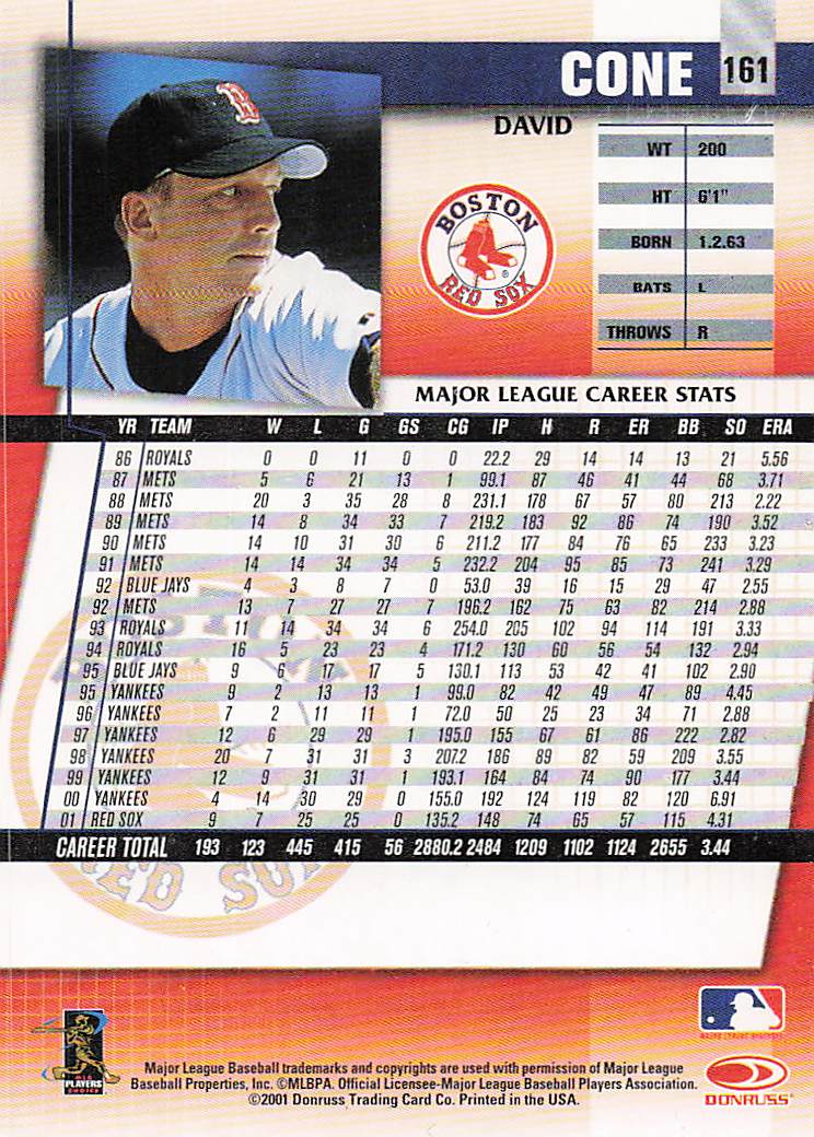 2002 Donruss Fan Club Baseball David Cone #161