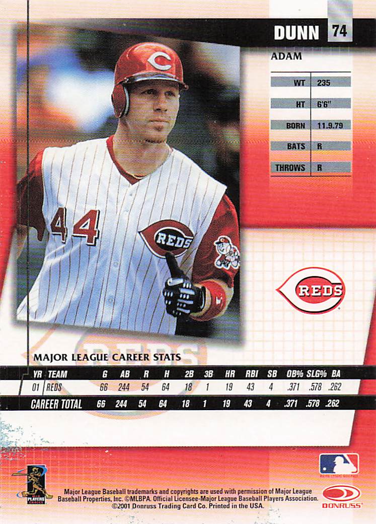 2002 Donruss Fan Club Baseball Adam Dunn #74