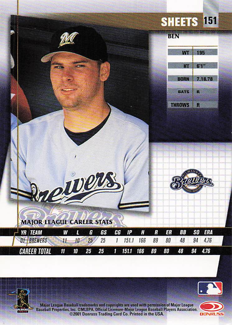 2002 Donruss Fan Club Baseball Ben Sheets #151