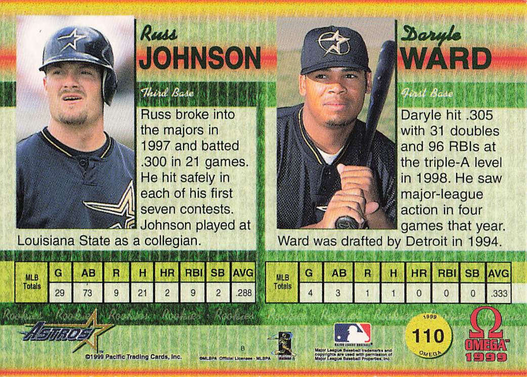 1999 Pacific Omega Baseball Russ Johnson / Daryle Ward ROO #110