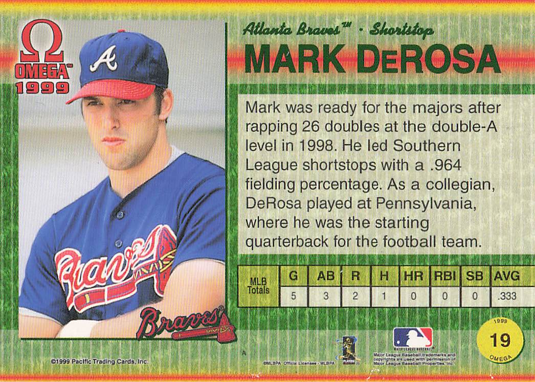1999 Pacific Omega Baseball Mark DeRosa #19
