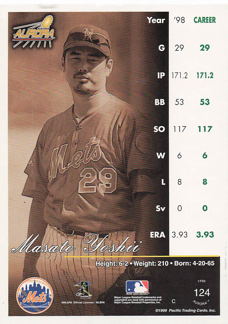 1999 Pacific Aurora Baseball Masato Yoshii #124