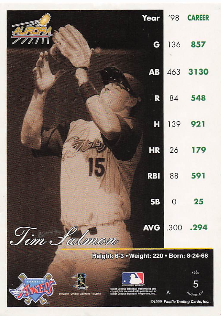 1999 Pacific Aurora Baseball Tim Salmon #5