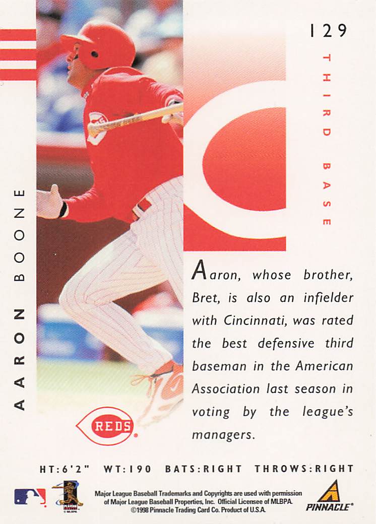 1998 Pinnacle Performers Baseball Aaron Boone #129