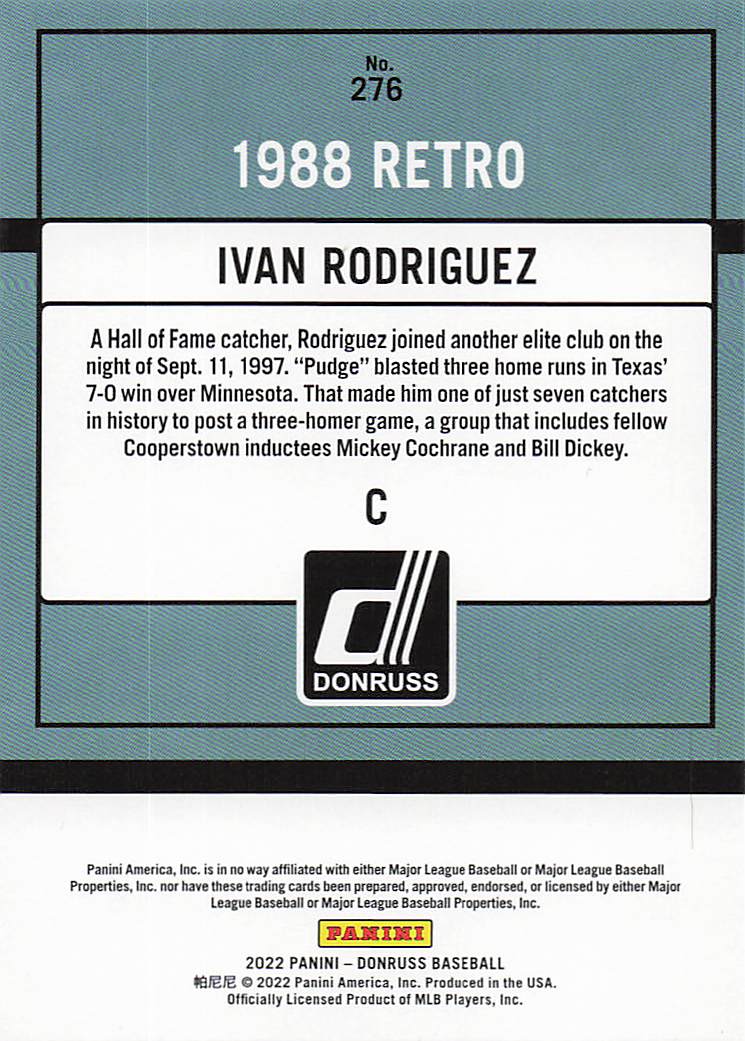 2022 Donruss Baseball Ivan Rodriguez #276b