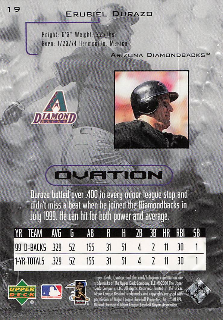 2000 Upper Deck Ovation Baseball Erubiel Durazo #19