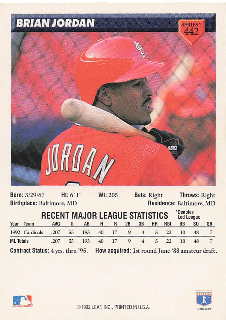 1993 Donruss Baseball Brian Jordan #442