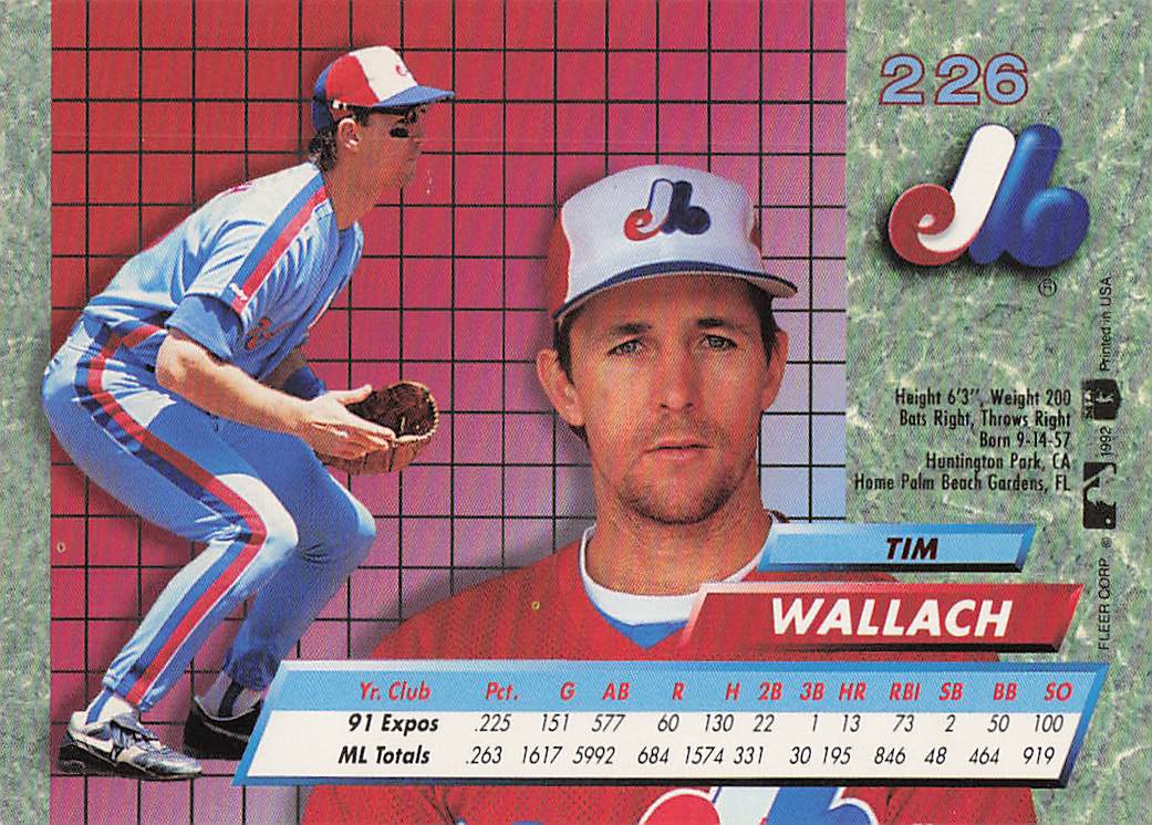 1992 Ultra Baseball Tim Wallach #226