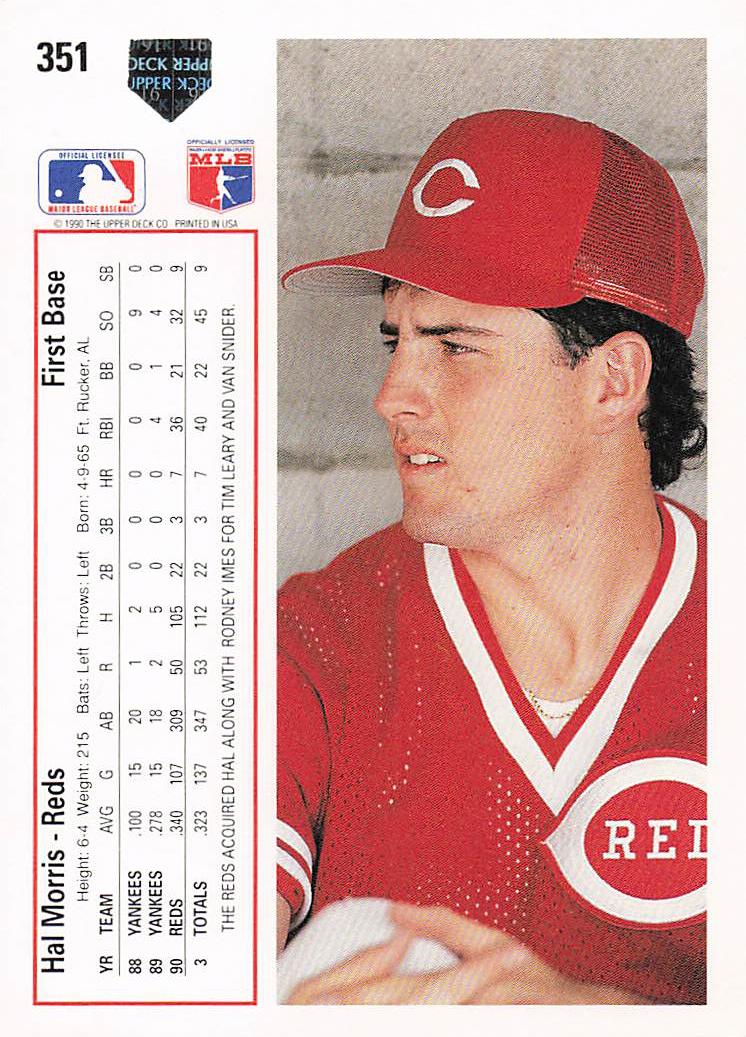 1991 Upper Deck Baseball Hal Morris #351