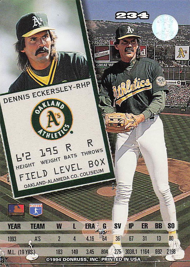 1994 Leaf Baseball Dennis Eckersley #234