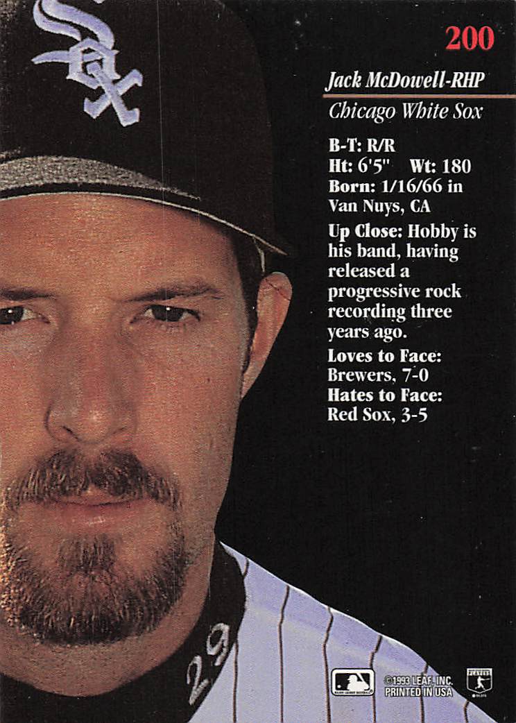 1993 Studio Baseball Jack McDowell #200