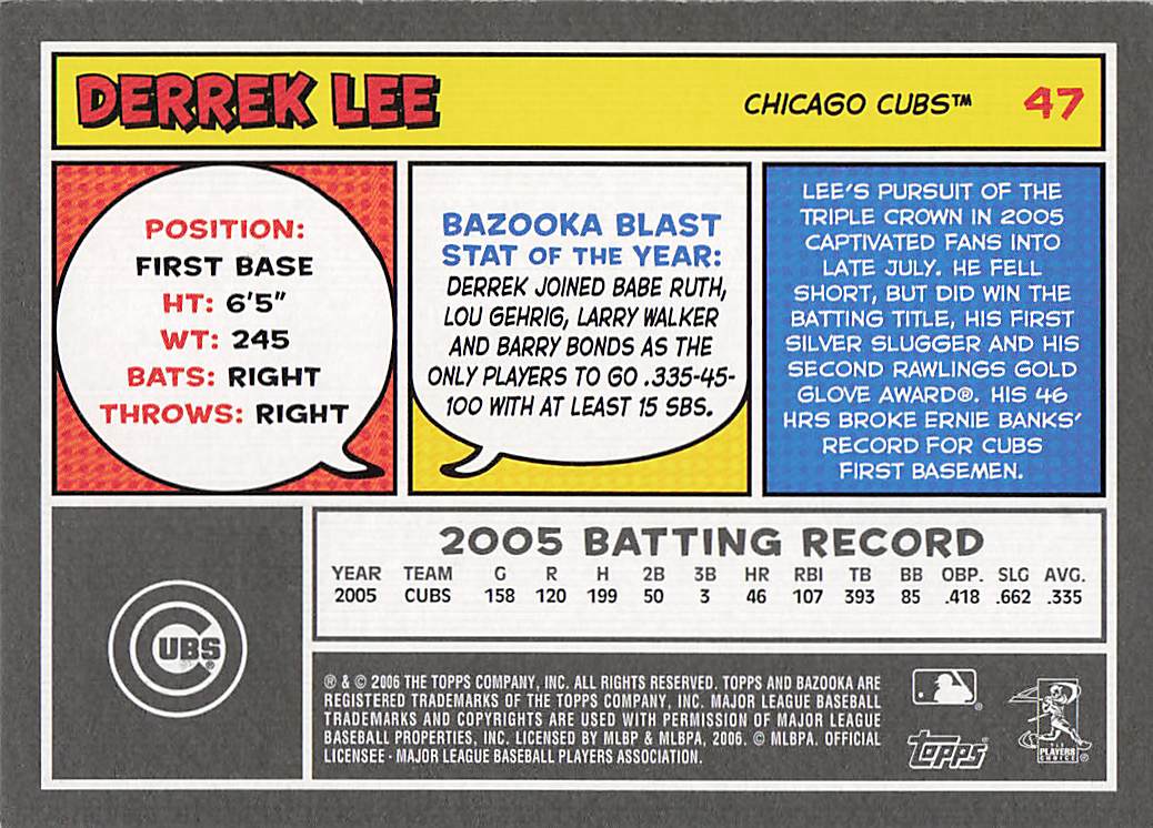 2006 Bazooka Baseball Derrek Lee #47