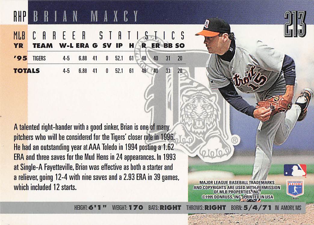 1996 Donruss Baseball Brian Maxcy #213