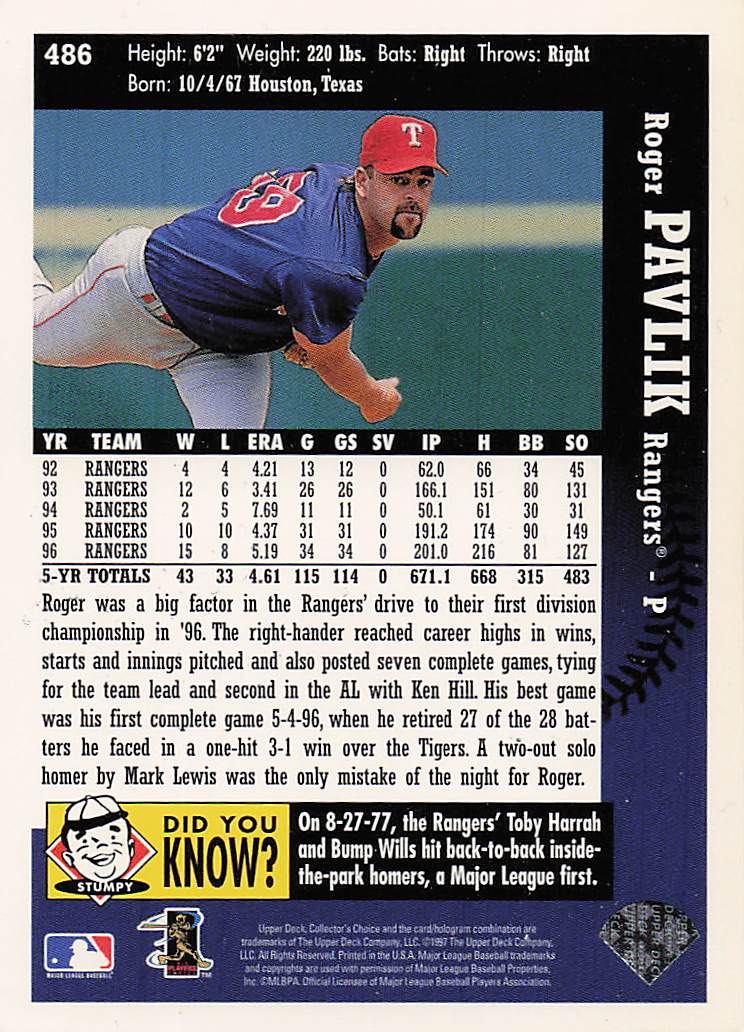 1997 Collector's Choice Baseball Roger Pavlik #486