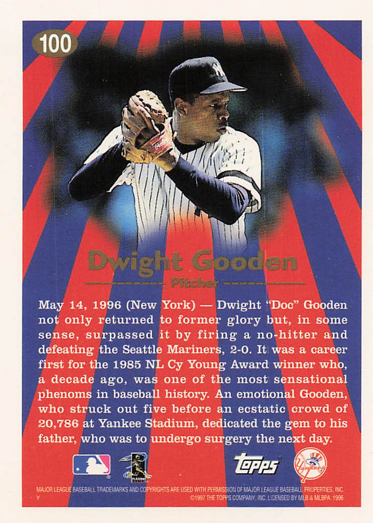 1997 Topps Baseball Dwight Gooden #100