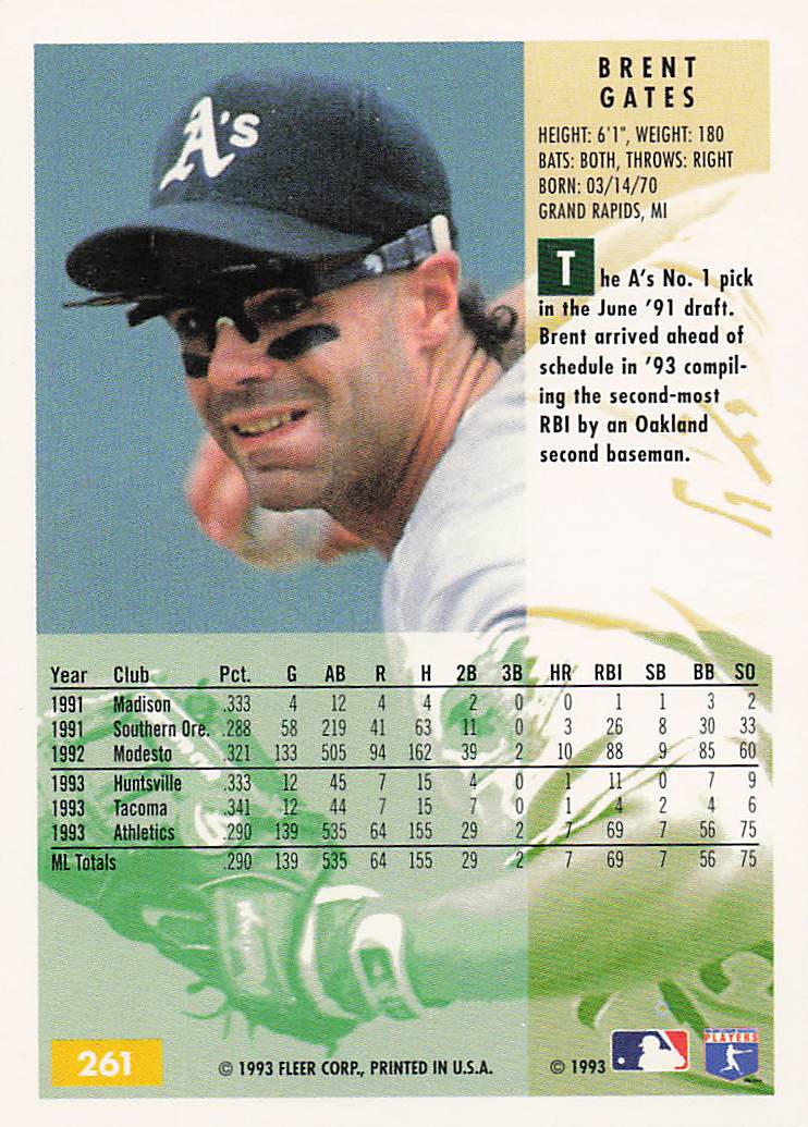 1994 Fleer Baseball Brent Gates #261