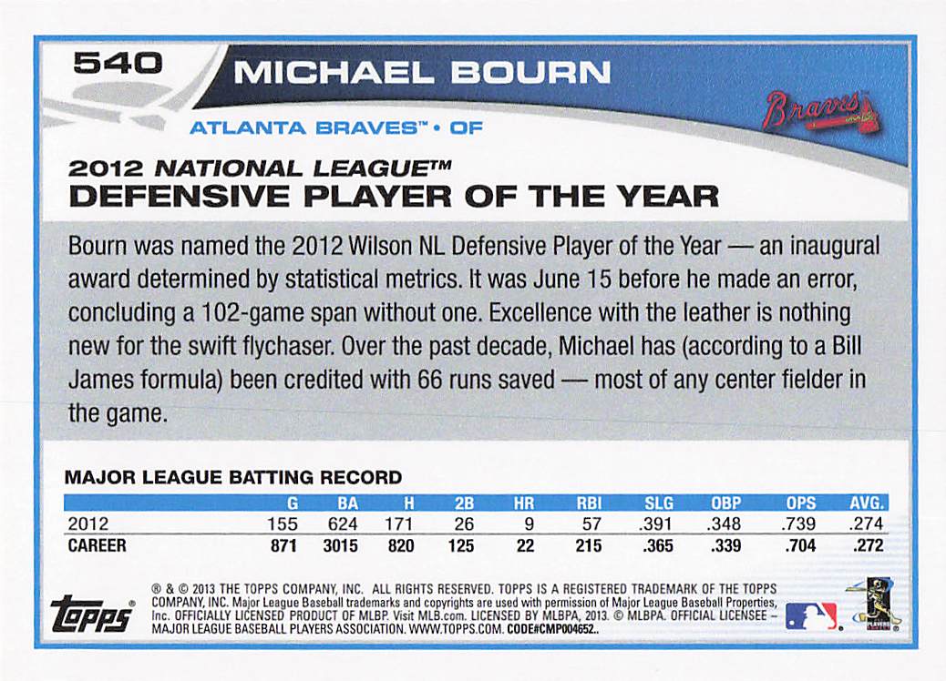 2013 Topps Baseball Michael Bourn #540
