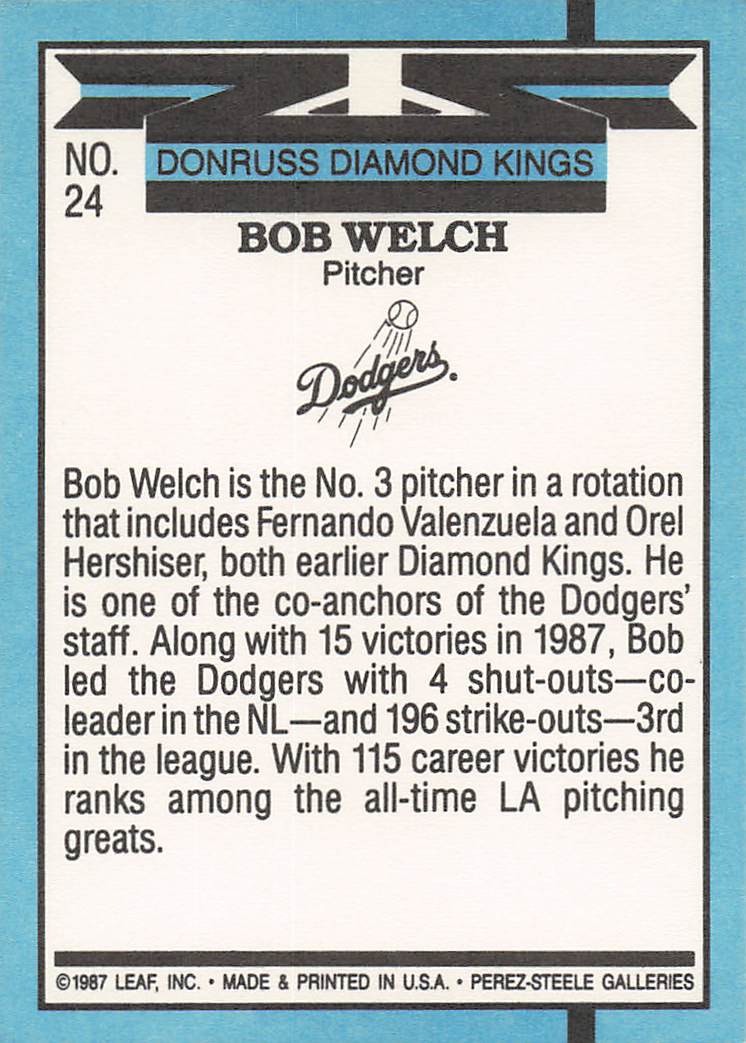 1988 Donruss Baseball Bob Welch #24