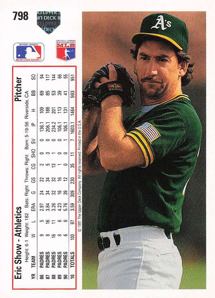 1991 Upper Deck Baseball Eric Show #798