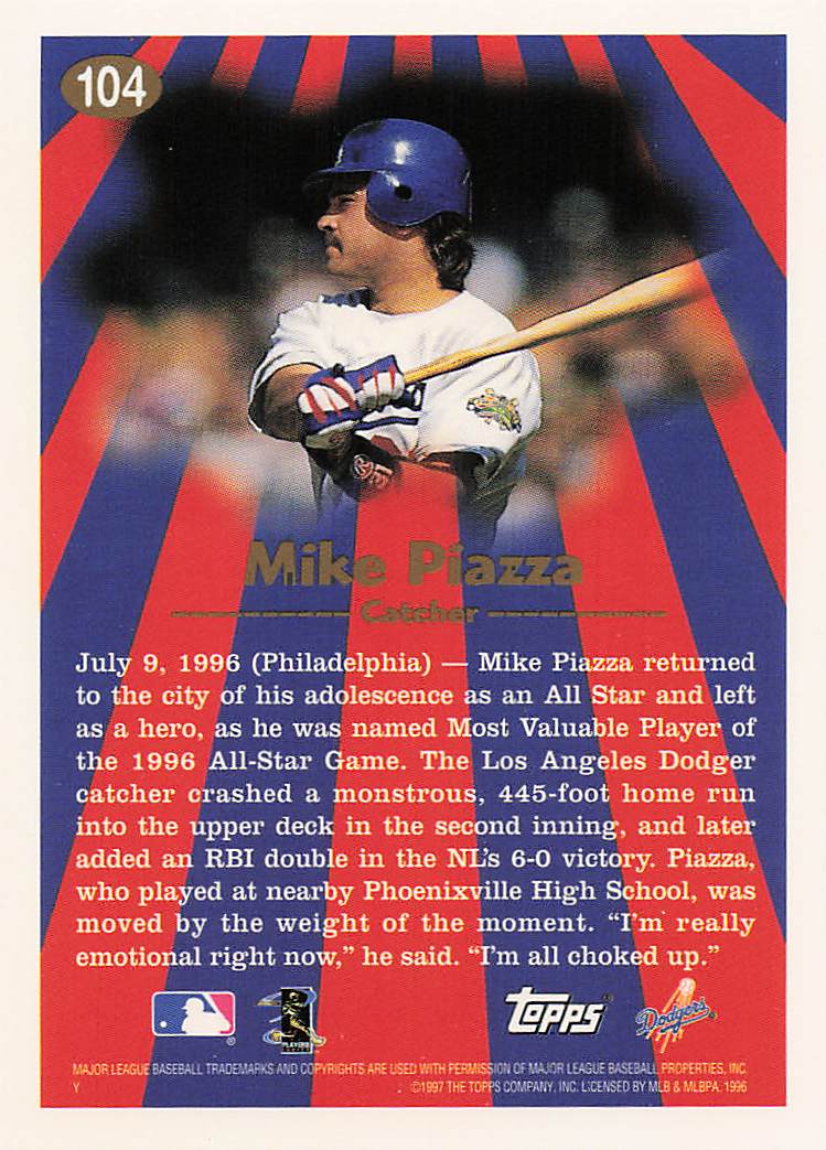 1997 Topps Baseball Mike Piazza #104