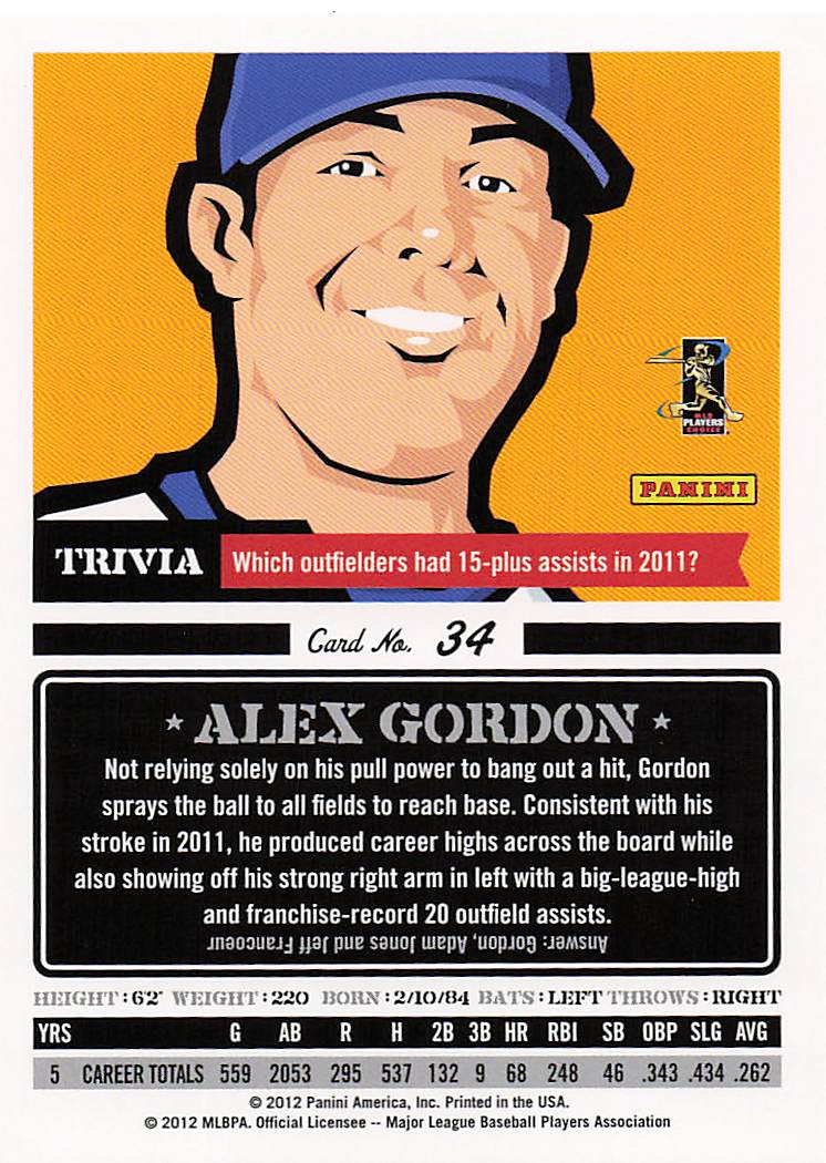 2012 Panini Triple Play Baseball Alex Gordon #34