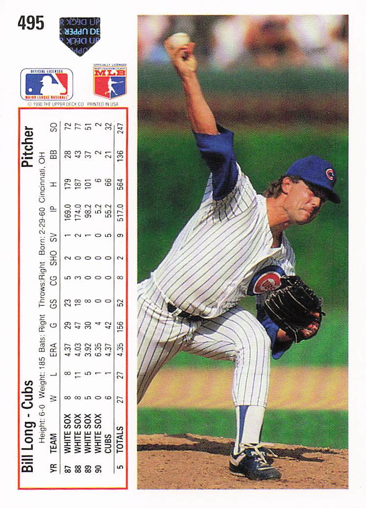 1991 Upper Deck Baseball Bill Long #495c