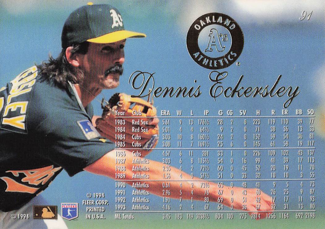 1994 Flair Baseball Dennis Eckersley #91
