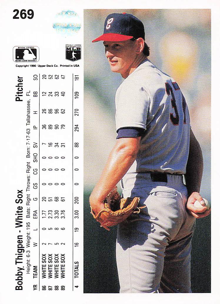 1990 Upper Deck Baseball Bobby Thigpen #269