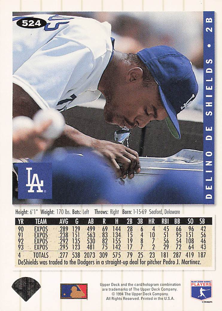1994 Collector's Choice Baseball Delino DeShields #524