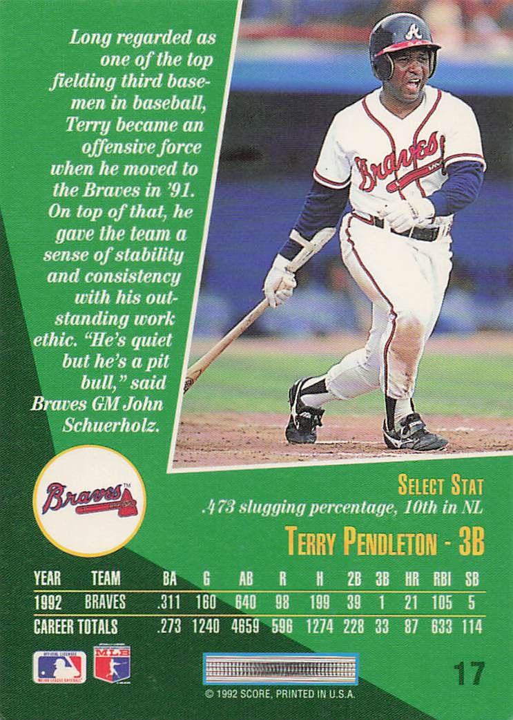 1993 Select Baseball Terry Pendleton #17