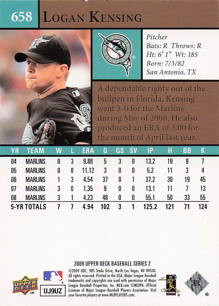 2009 Upper Deck Baseball Logan Kensing #658