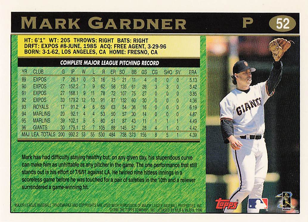 1997 Topps Baseball Mark Gardner #52