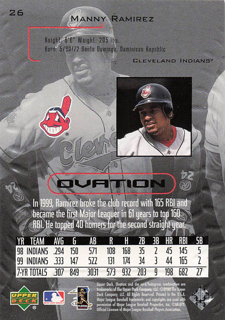2000 Upper Deck Ovation Baseball Manny Ramirez #26