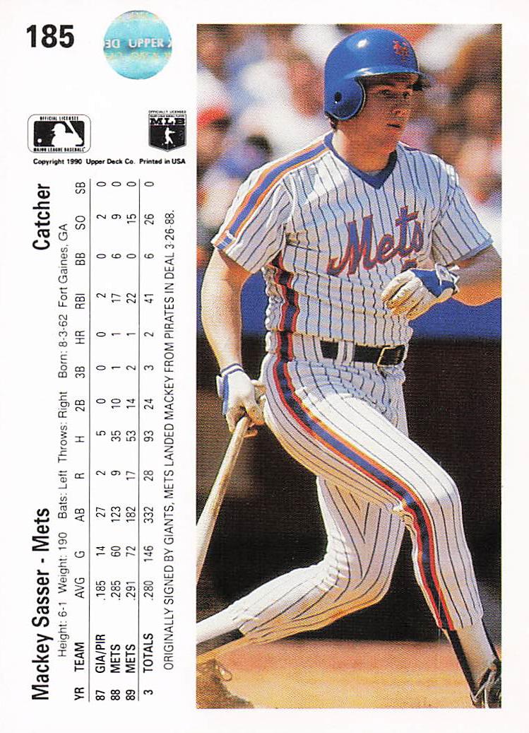 1990 Upper Deck Baseball Mackey Sasser #185b