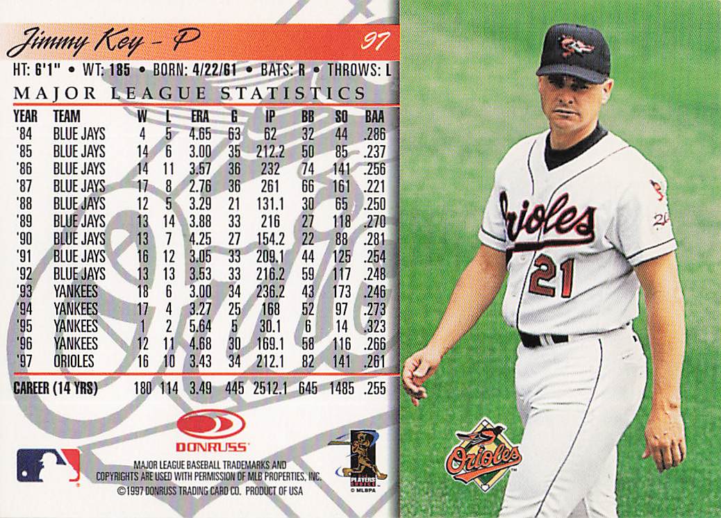 1998 Donruss Baseball Jimmy Key #97