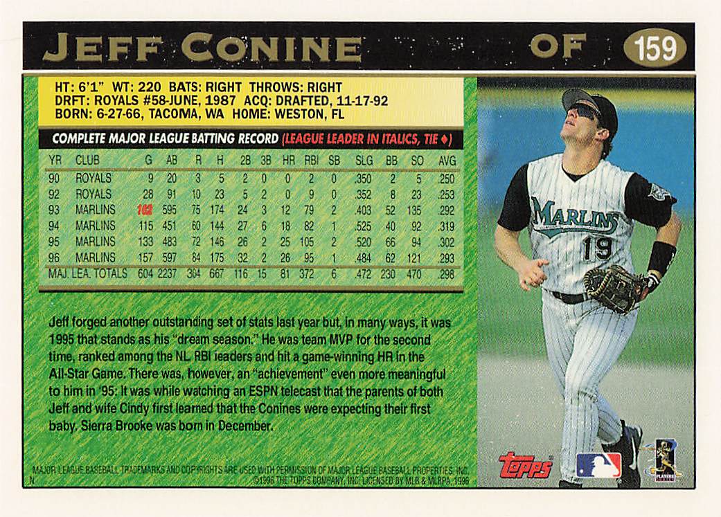 1997 Topps Baseball Jeff Conine #159