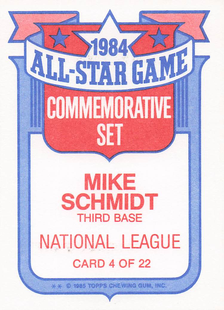 1985 Topps Baseball Mike Schmidt #4