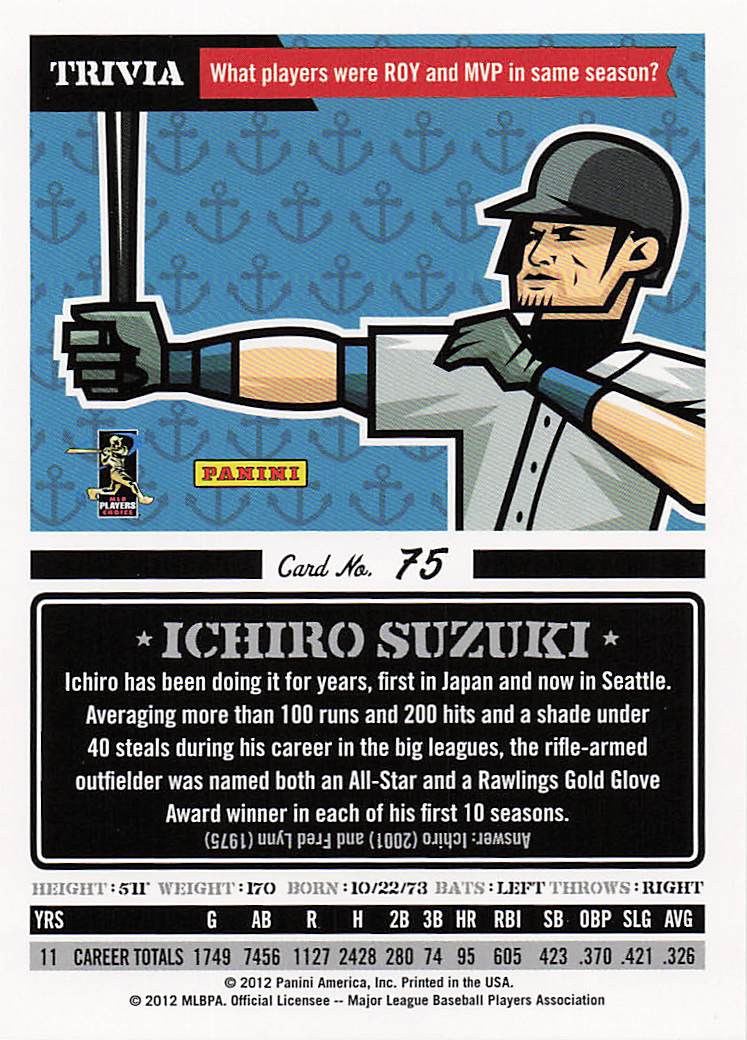 2012 Panini Triple Play Baseball Ichiro Suzuki #75