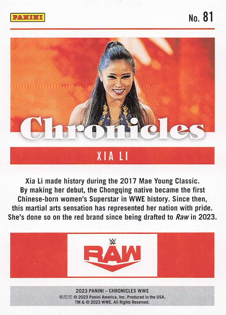2023 Panini Chronicles WWE Wrestling Purple Xia Li #81