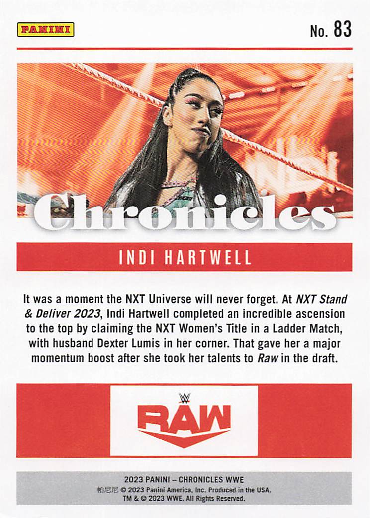 2023 Panini Chronicles WWE Wrestling Indi Hartwell #83
