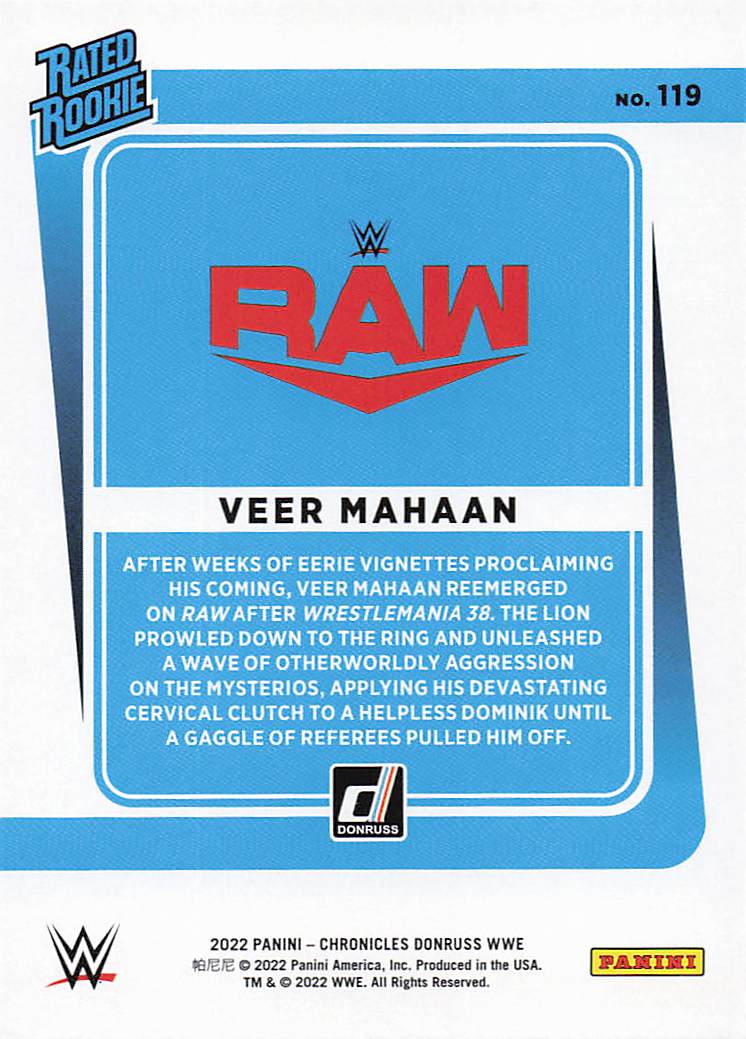 2022 Panini Chronicles WWE Wrestling Veer Mahaan #119