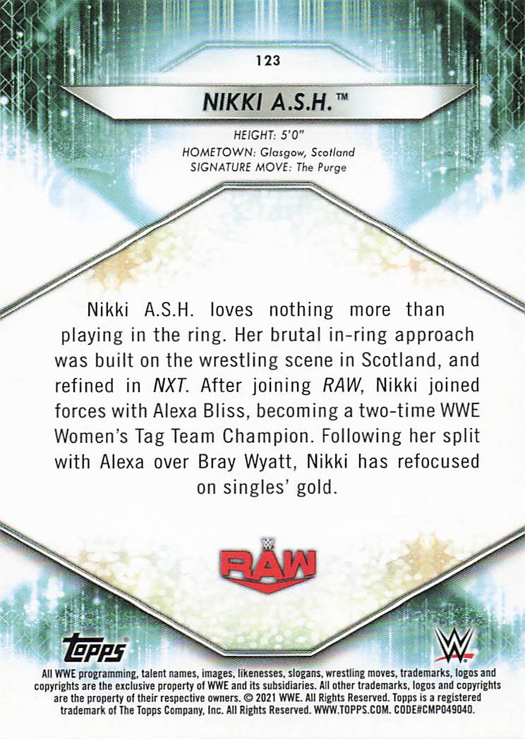 2021 Topps WWE Wrestling Foilboard Nikki A.S.H. #123